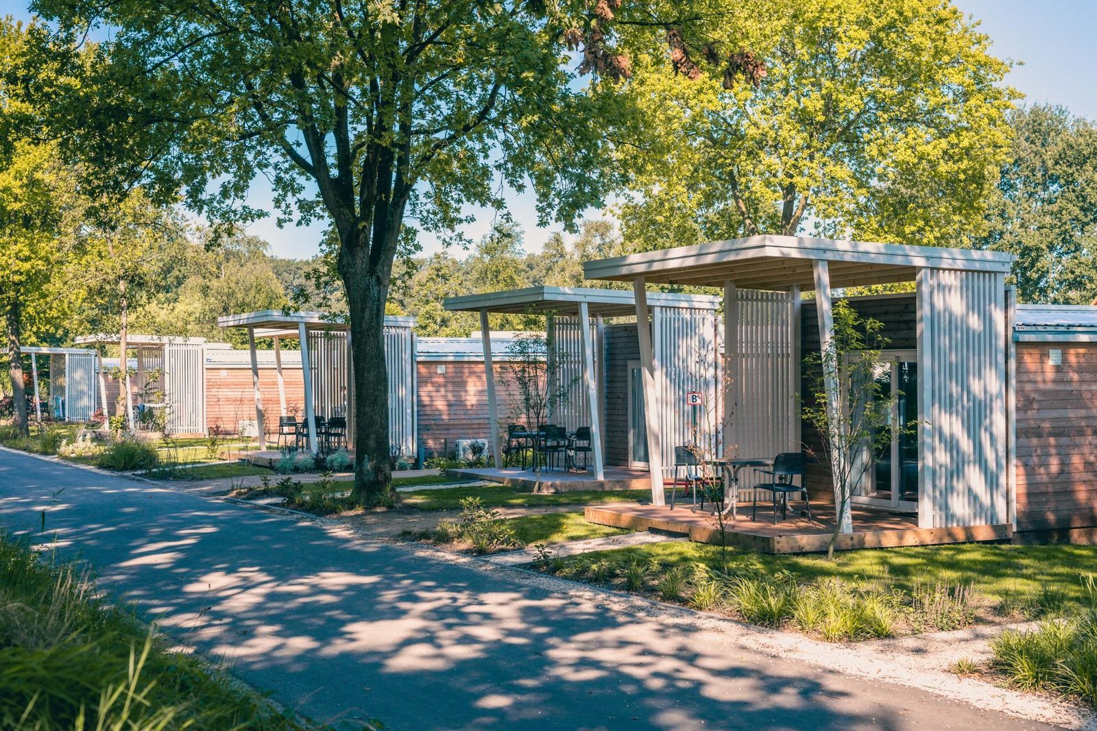 Logement de vacances moderne entouré de forêt