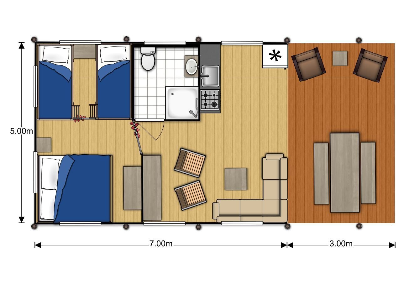 Luxury glamping tent in a family campground