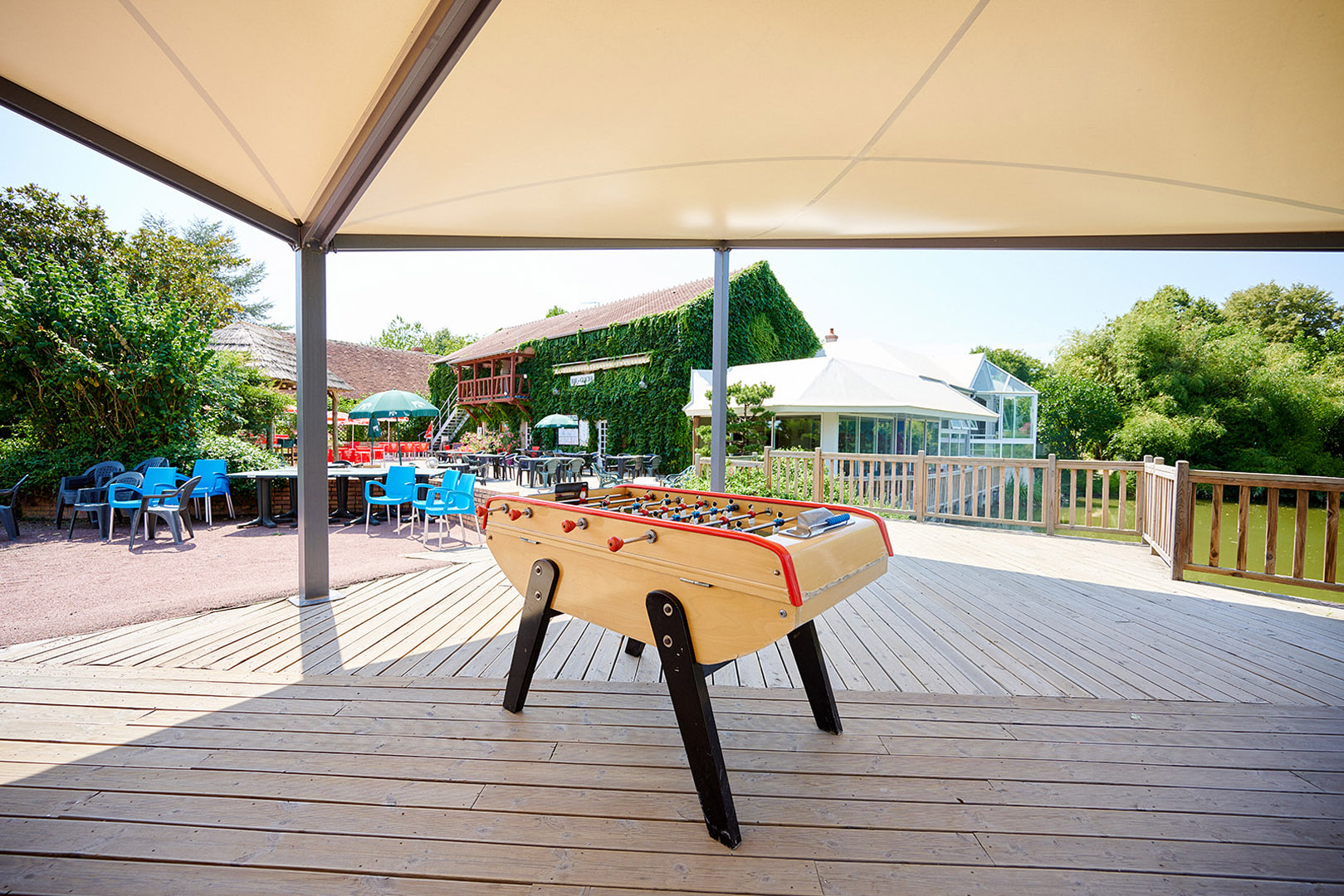 Luxury glamping tent in a family campground